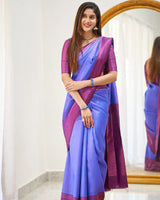 Lavender Soft Banarasi Silk Saree With Exclusive Jacquard Border