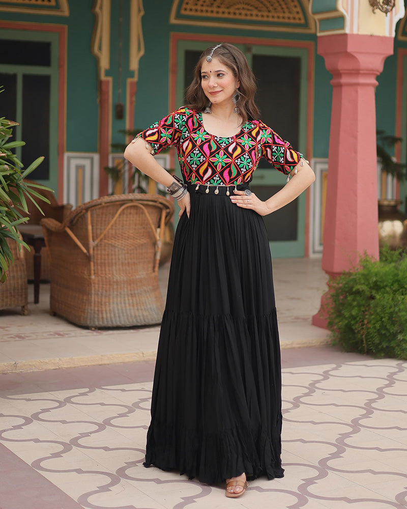 Black Color Rayon Navratri Gown