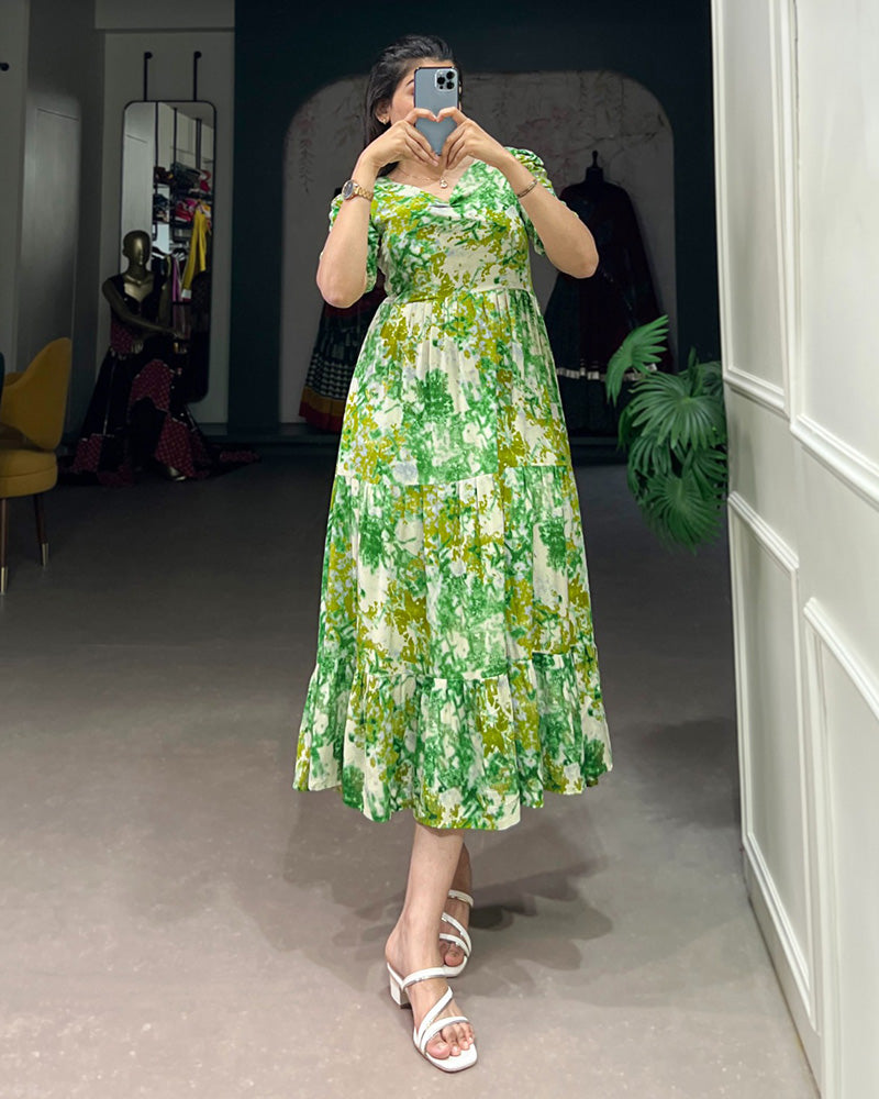 4 Color Printed And Foil Work Rayon Tunic