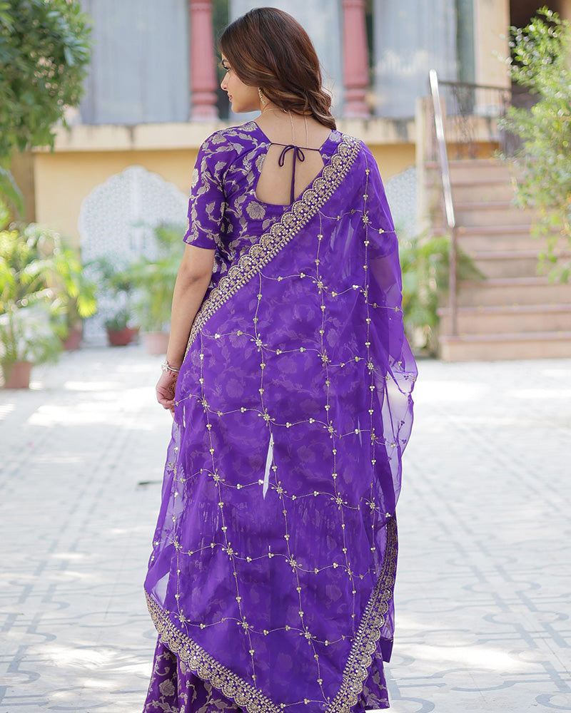 Purple Color Georgette Jacquard Gharara Suit