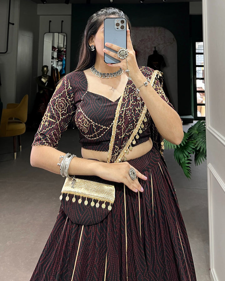 Brown Color Georgette Navratri Lehenga Choli