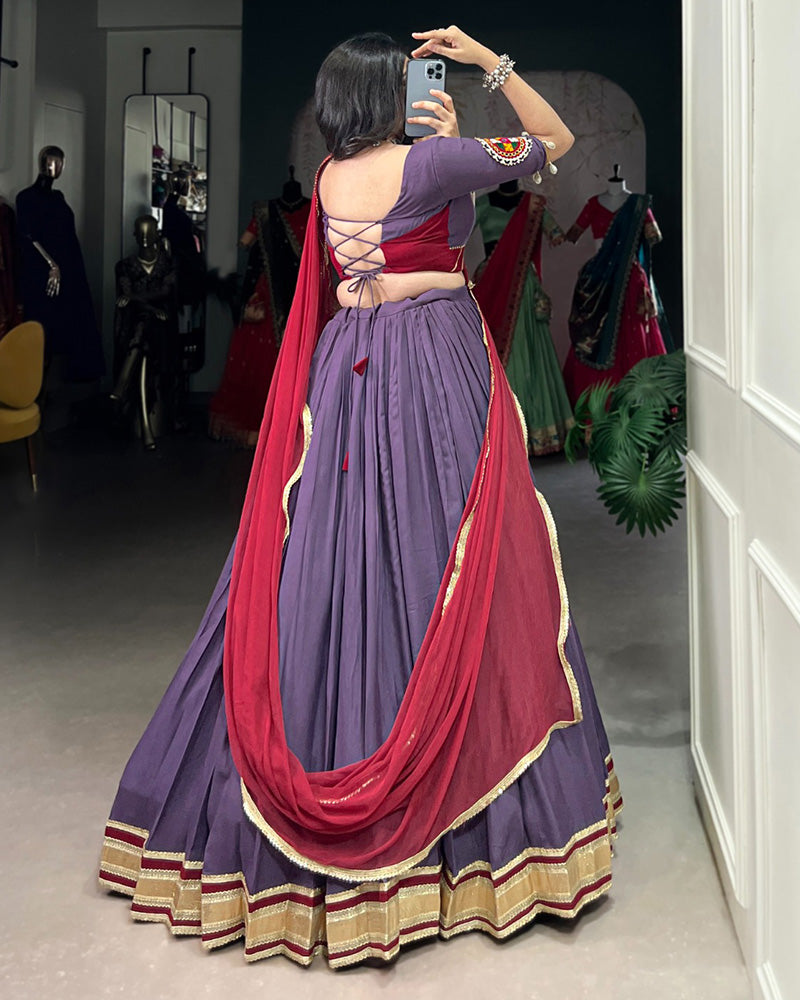 Dusty Mauve Color Rayon Navratri Lehenga Choli