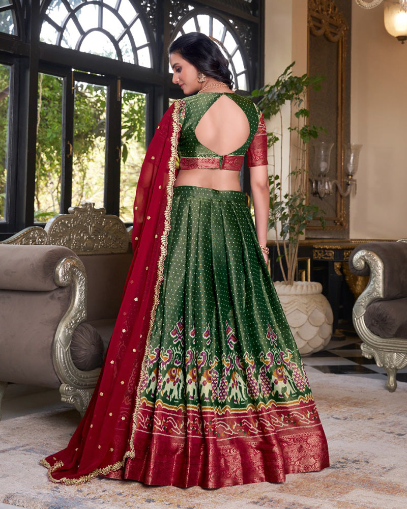 Green Color Kanchipuram Half Saree
