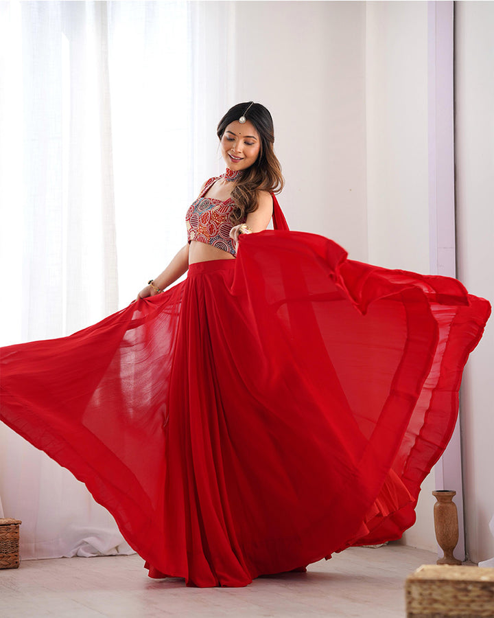 Red Color Pure Soft Georgette Lehenga Choli