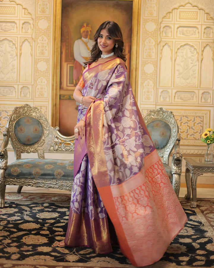 Purple Color Kanjivaram Soft Silk Saree