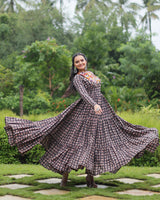 Black Color Cotton Gamthi Work Navratri Gown