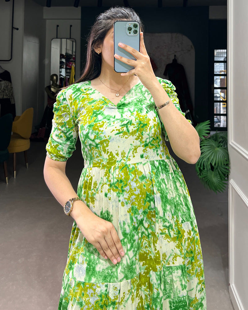 4 Color Printed And Foil Work Rayon Tunic