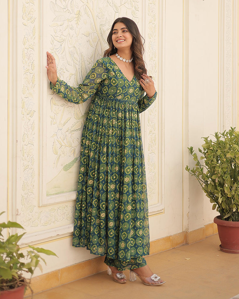 Designer Rama Color Georgette Printed Co-Ord Set