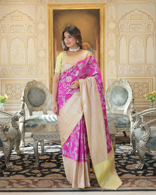 Pink Color Kanjivaram Soft Silk Saree