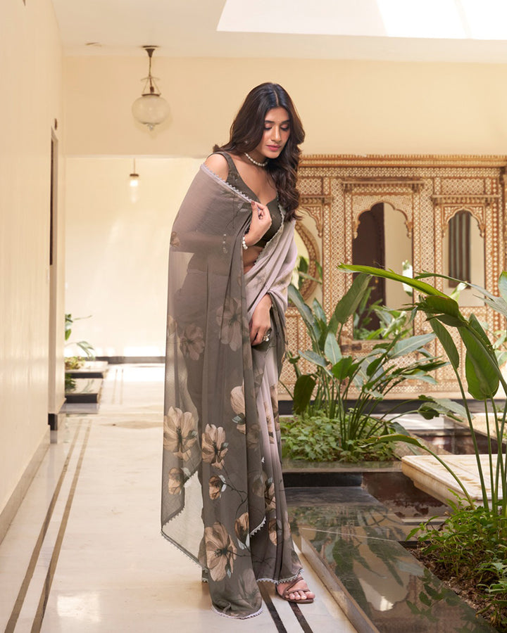 Chikoo Color Weightless Marble Saree