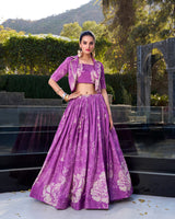 Purple Color Tussar Silk Lehenga Choli With koti