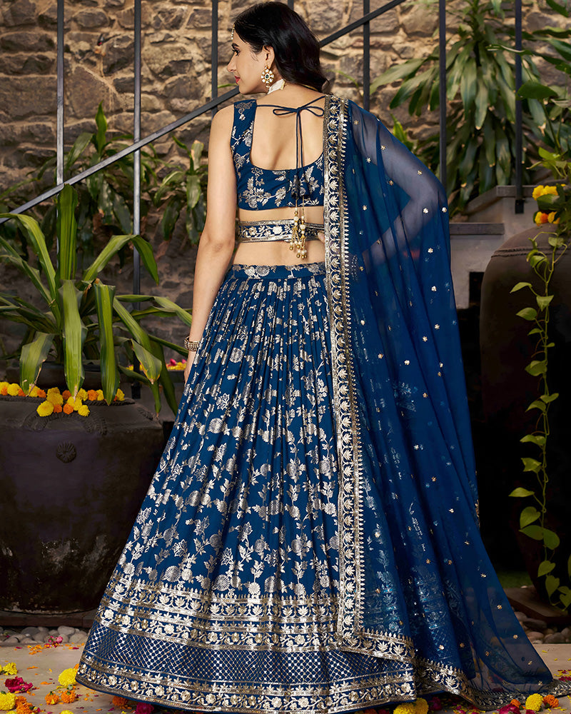 Dove Blue Color Dola Silk Jacquard Lehenga Choli