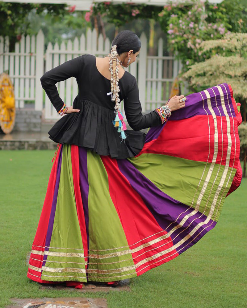 Orange Wine Color Pure Cotton Navratri Lehenga Choli