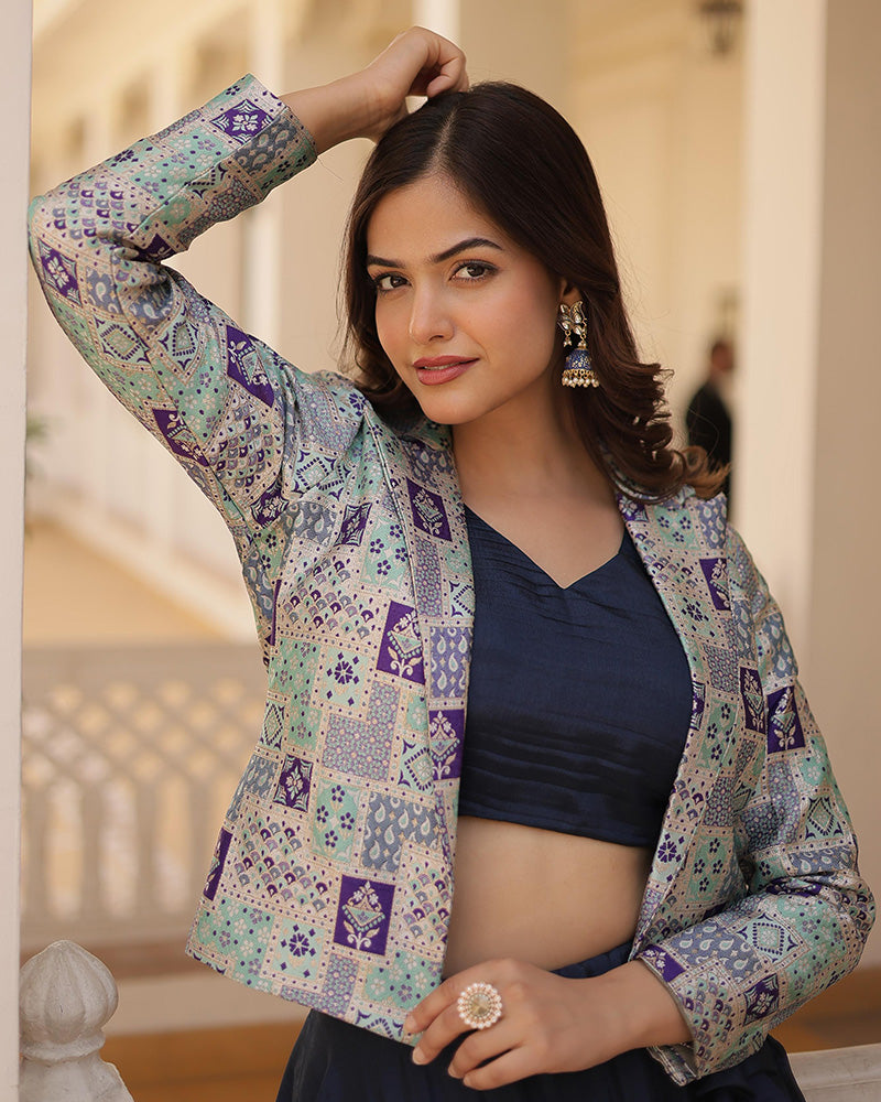 Navy Blue Color Pure Chinnon Lehenga Choli