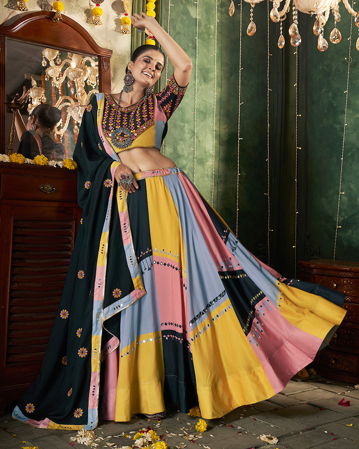 Multi Color Maslin Cotton Printed Navratri Lehenga Choli