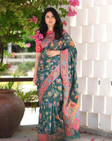 Green Colour Banarsi Soft Silk Saree