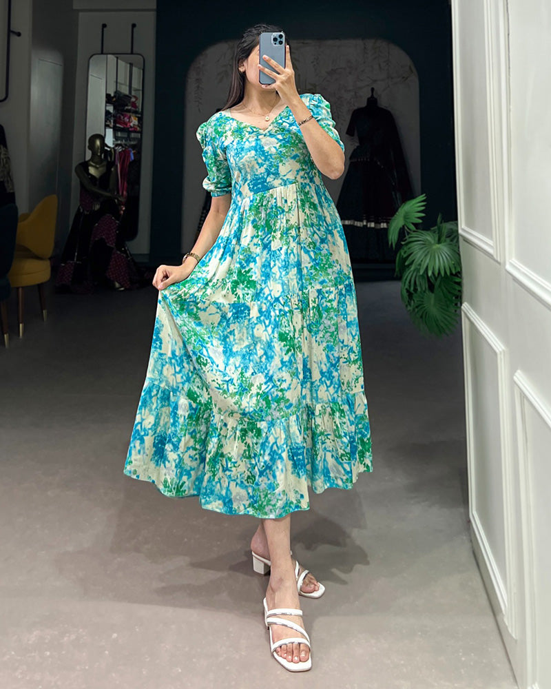 4 Color Printed And Foil Work Rayon Tunic