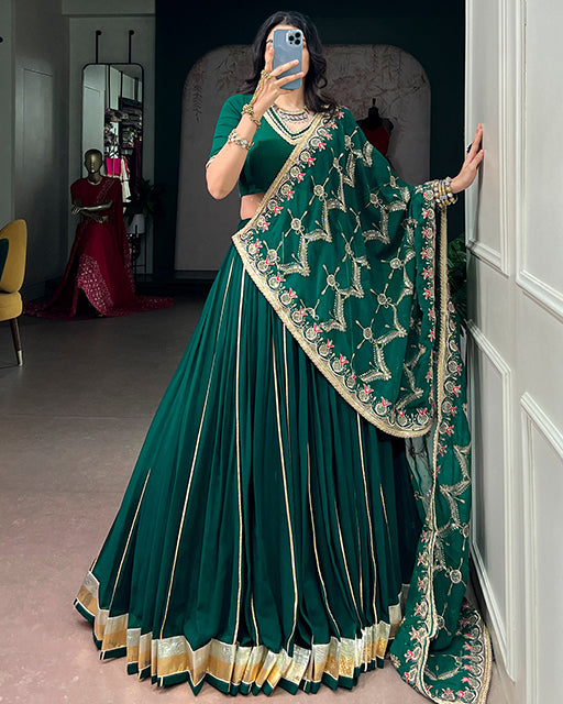 Elegant Teal Green Color Georgette Navratri Lehenga Choli