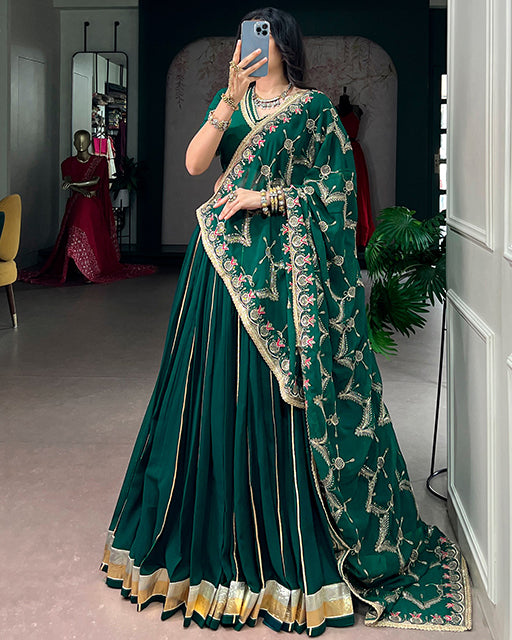 Elegant Teal Green Color Georgette Navratri Lehenga Choli