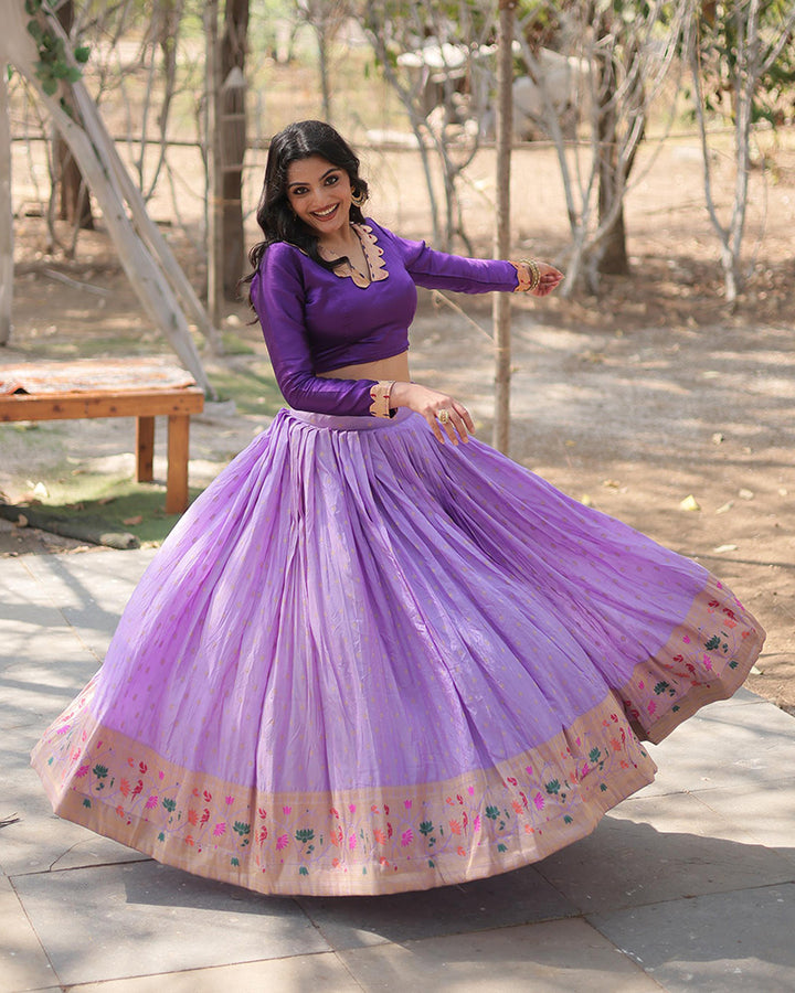 Lavender Color Dyable Jacquard Full Stitched Lehenga Choli