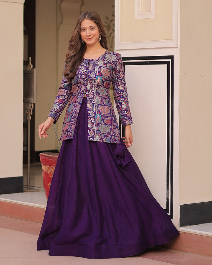 Purple Color Western Style Shimmer Lehenga Choli