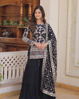 Black Color Three Piece Gharara Suit