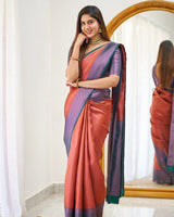 Orange Soft Banarasi Silk Saree With Exclusive Jacquard Border