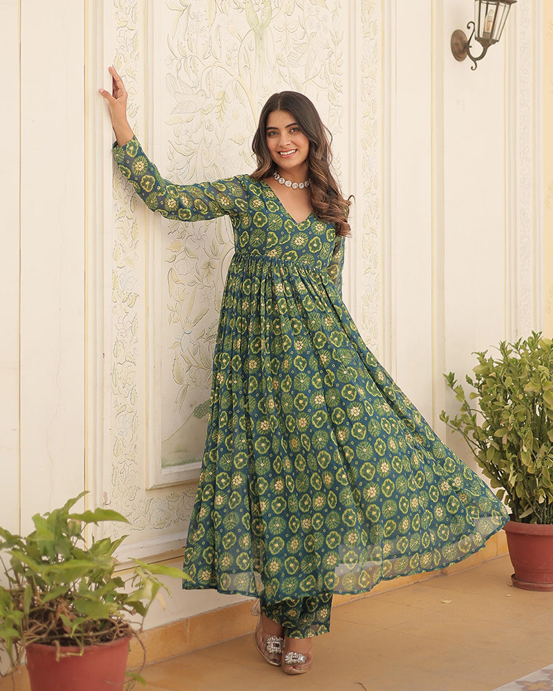 Designer Rama Color Georgette Printed Co-Ord Set