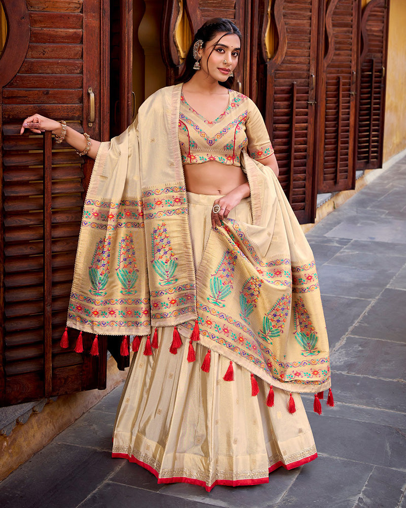 Designer Red Color Paithani Silk Lehenga Choli