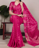 Pink Color Roop Silk Zari Weaving Saree