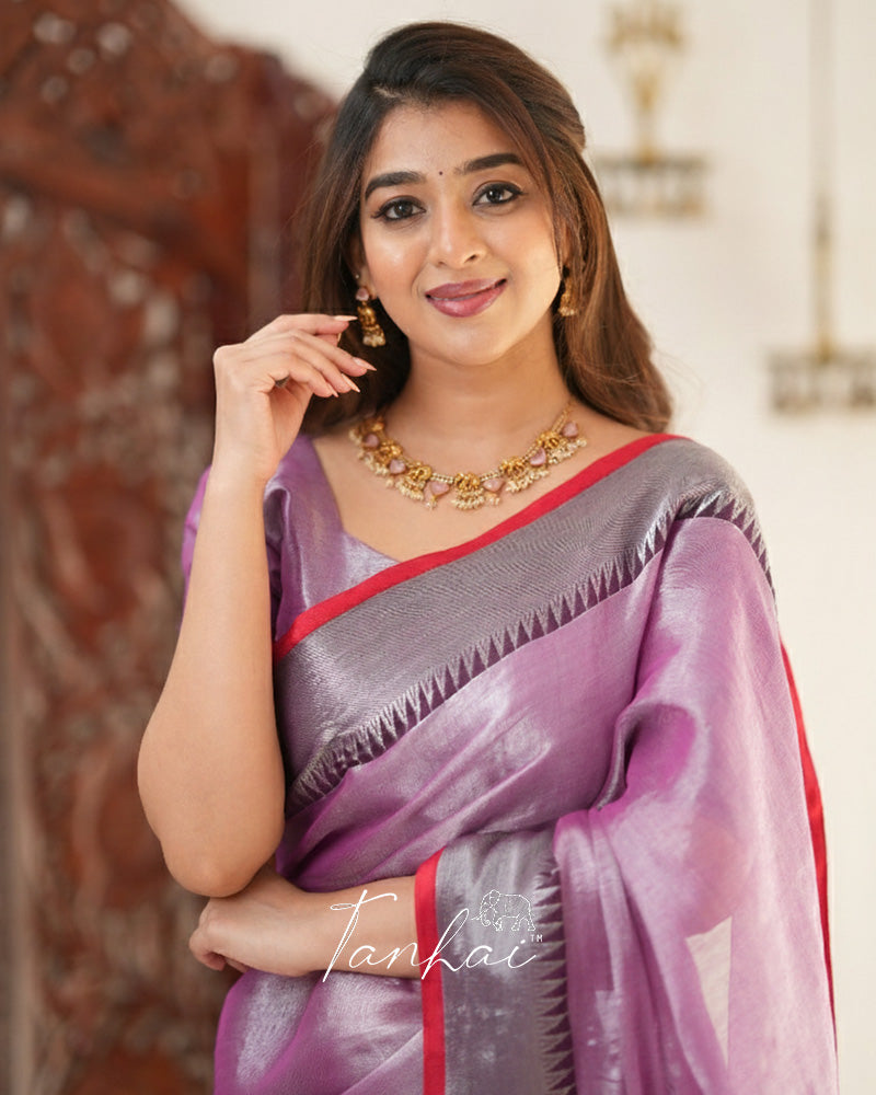 Lavender Color Tissue Cotton Saree