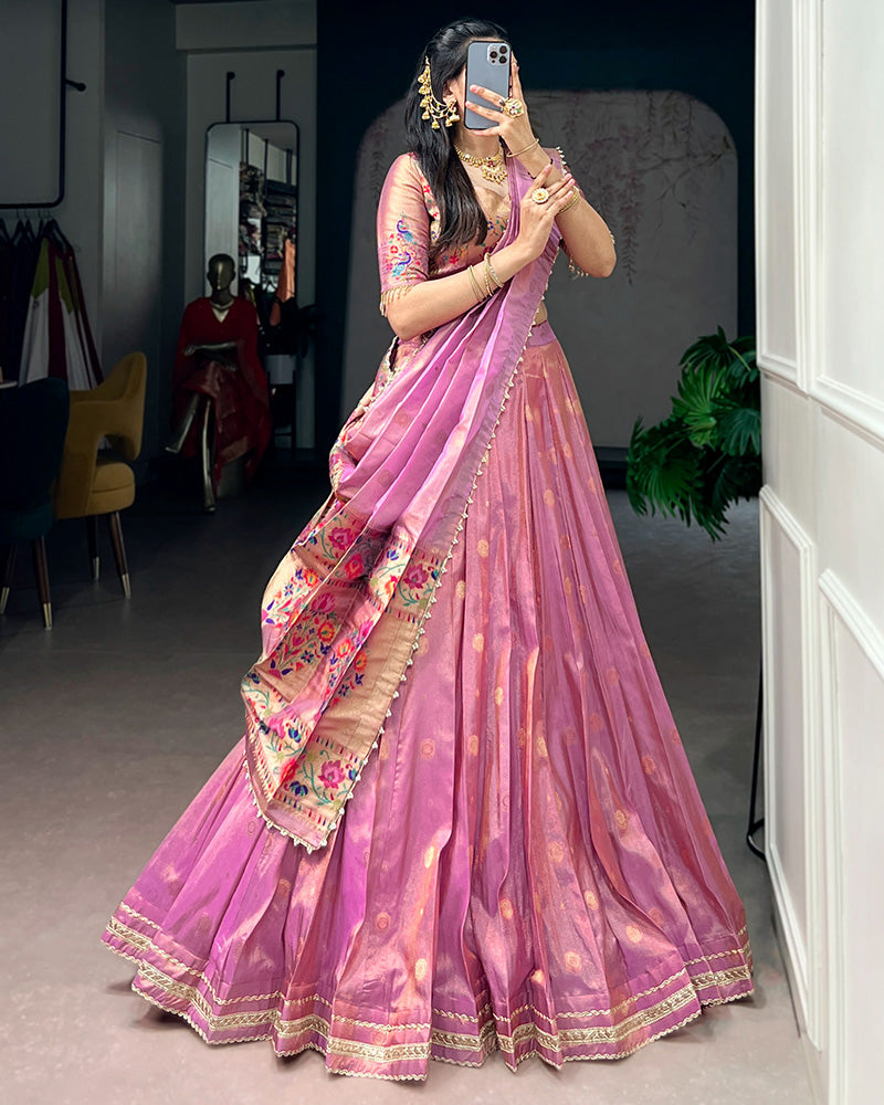 Light Pink Color Shimmer Silk Lehenga Choli