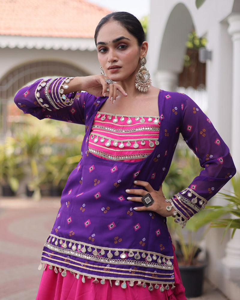 Purple Color Rayon Navratri Lehenga Choli