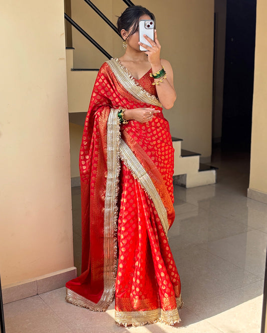 Red Color Banarasi Warm Silk Saree