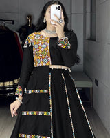 Black Color Pure Rayon Cotton Navratri Lehenga Choli