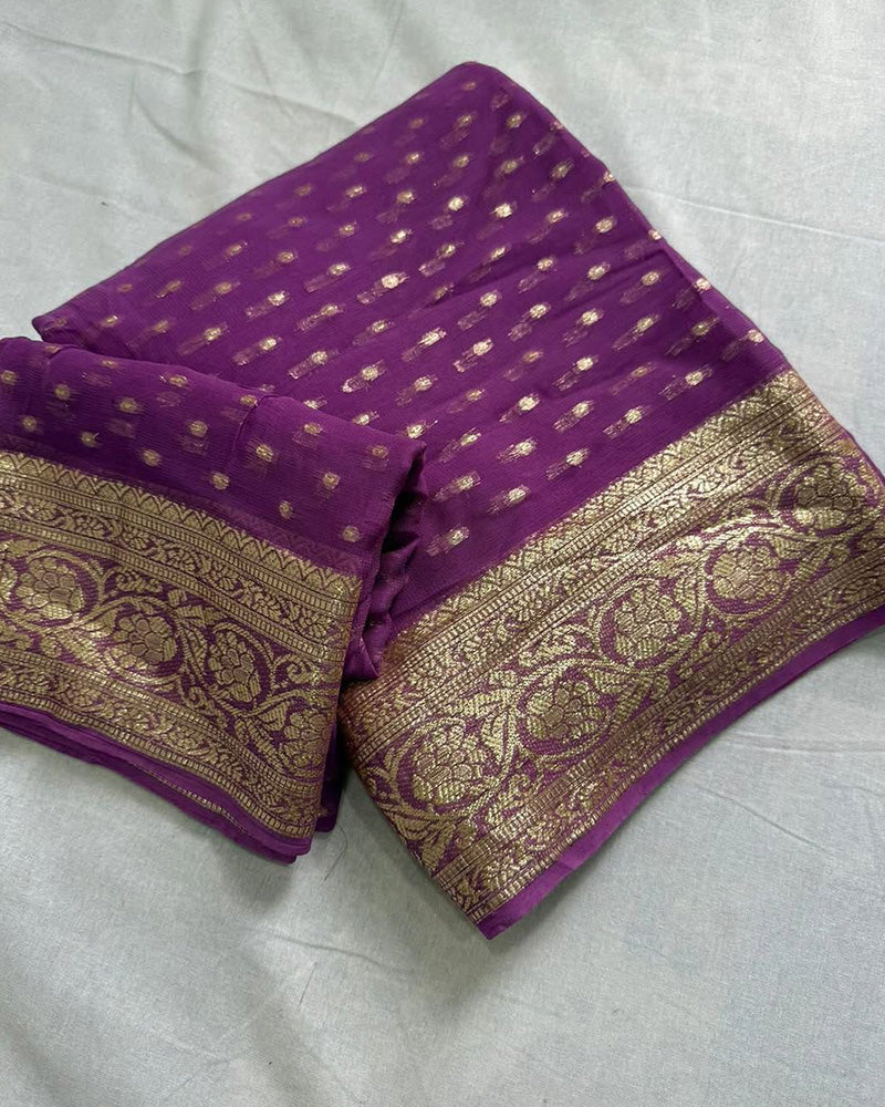 Orange Color Pure Viscose Georgette Saree