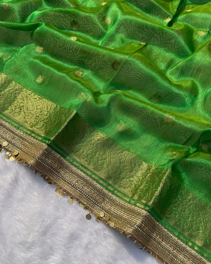 Classic Green Color Tissue Silk Saree
