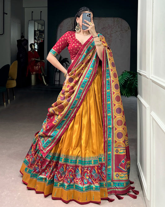 Mustard Color Tasar Silk Traditional Lehenga Choli