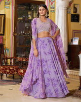 Luvender Color Georgette Embroidered Lehenga Choli