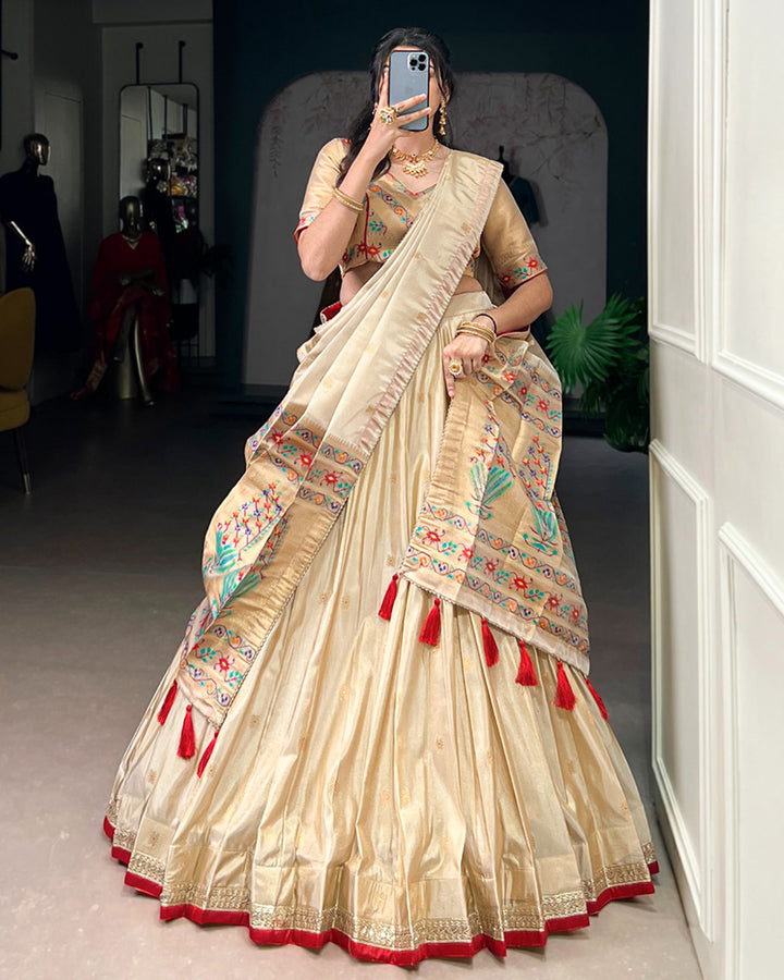 Designer Red Color Paithani Silk Lehenga Choli