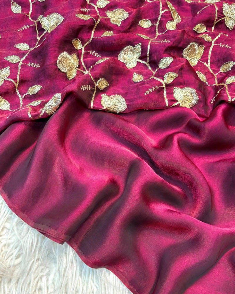 Orange Color Pure Space Silk Saree