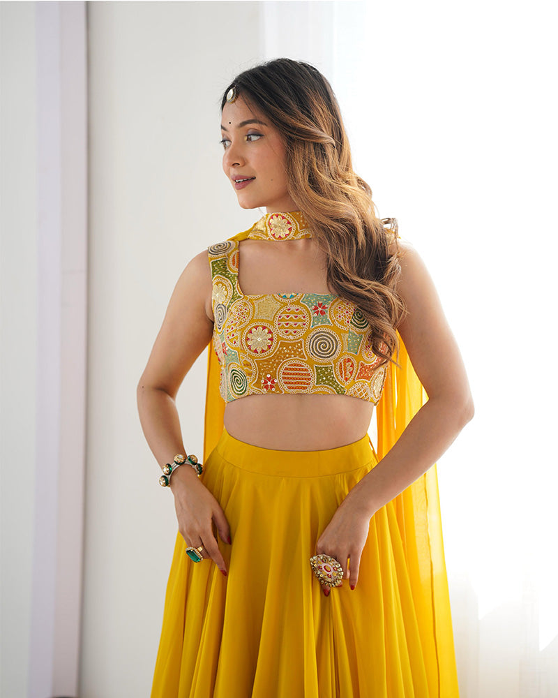 Yellow Color Pure Soft Georgette Lehenga Choli