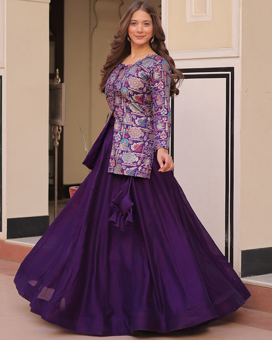 Purple Color Western Style Shimmer Lehenga Choli