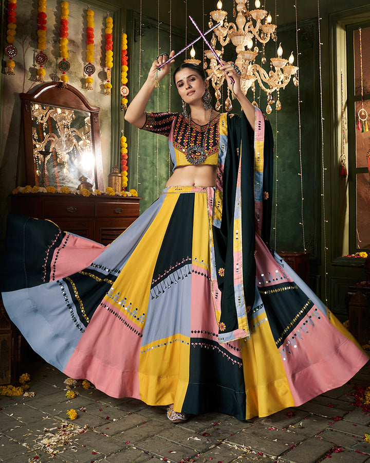 Multi Color Maslin Cotton Printed Navratri Lehenga Choli