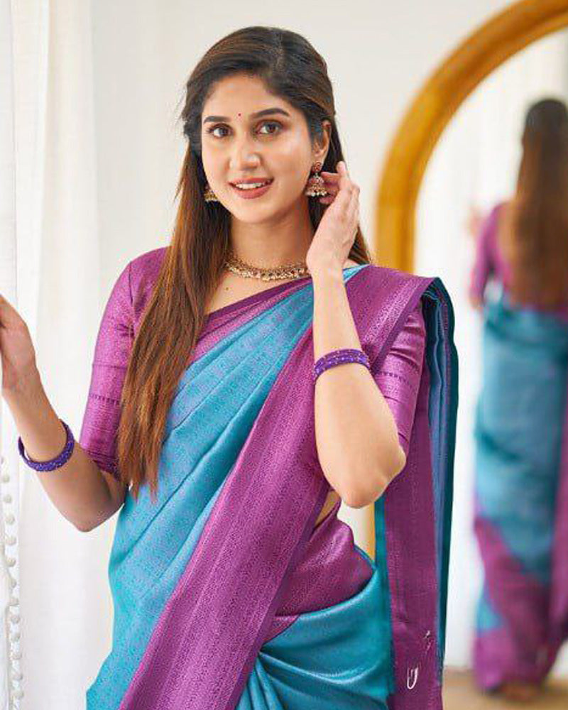 Bottle Green Banarasi Silk Saree With Exclusive Jacquard Border