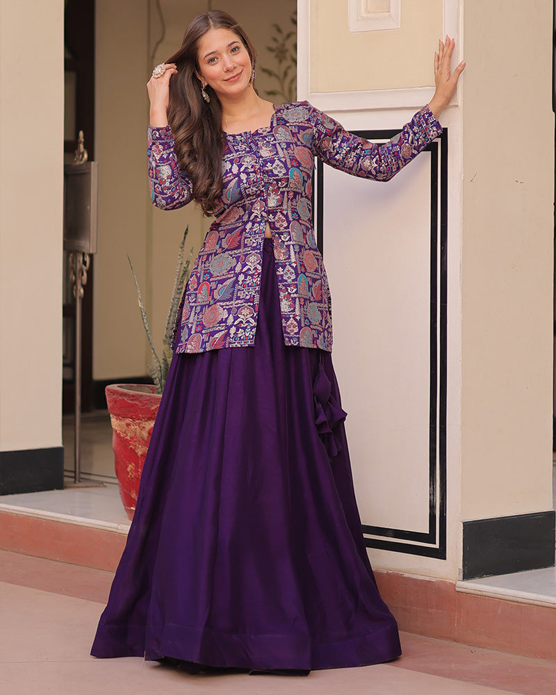 Purple Color Western Style Shimmer Lehenga Choli