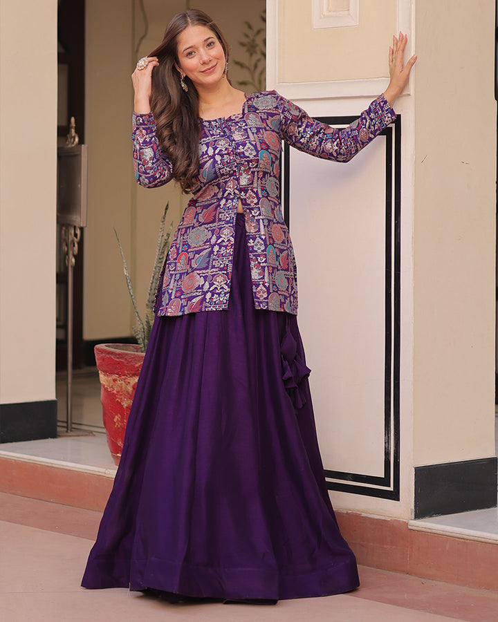 Purple Color Western Style Shimmer Lehenga Choli
