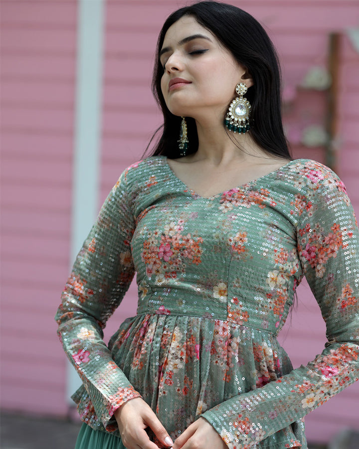 Rama Color Designer Sequins Embroidery  Ready to Wear Lehenga Choli