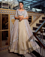 Cream Color Gold Crush Lehenga Choli