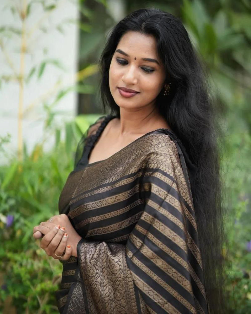 Black color Soft banarasi Silk Saree